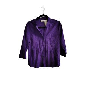 White Stag Women's Medium Purple Button-Up Long Sleeve‎ Shirt